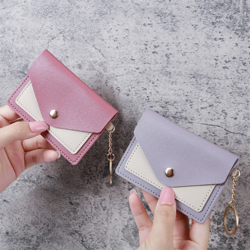 Wholesale Chic Women S PU Leather Short Wallet Powder Pink Solid Color Everyday Card Holder