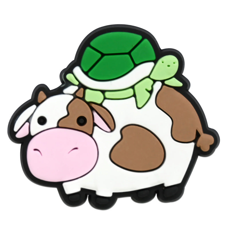 Random 100pcs Cute Cow PVC Soft Rubber Shoe Buckle Decoration ACC-SC-RYY067