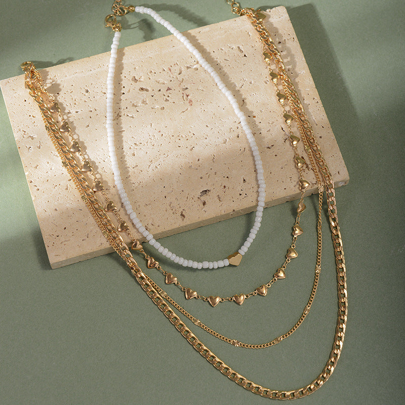 Wholesale  multi-layer pearl necklace light luxury  clavicle chain