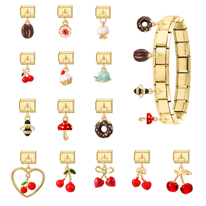 Wholesale  Italian Charm Bracelet 9mm DIY Splicing Cute Creative Stainless Steel Composable Bracelet