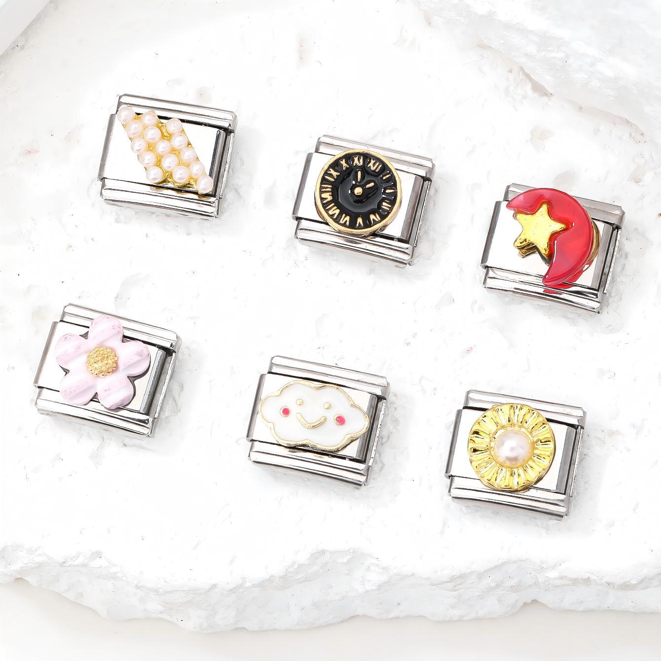 Wholesale 10pcs Italian Charm Bracelet 9mm DIY Splicing Cute Creative Stainless Steel Composable Bracelet