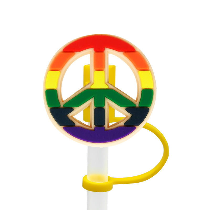 Wholesale 10PCS 7-8mm PVC Rainbow LGBT Straw Tube Cap