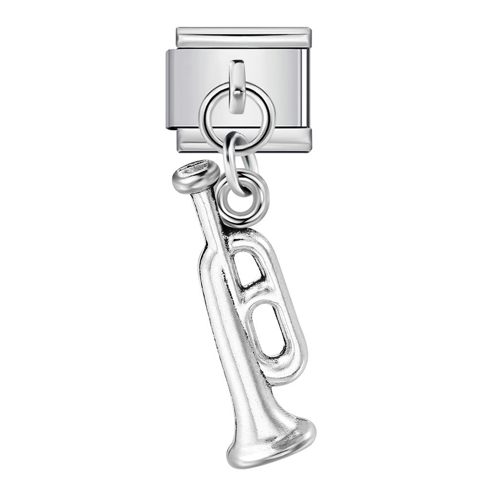 Wholesale Italian Charm Bracelet 9mm DIY Musical Instrument Shaped    Creative Stainless Steel Composable Bracelet