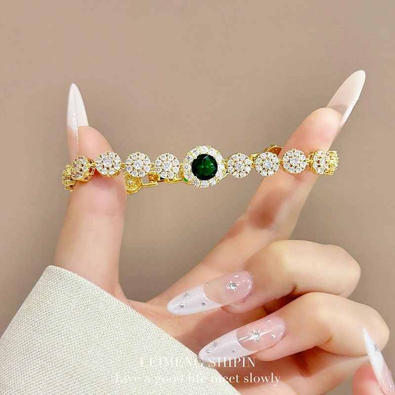 Wholesale Copper Micro-Inlaid Round Zircon Bracelet