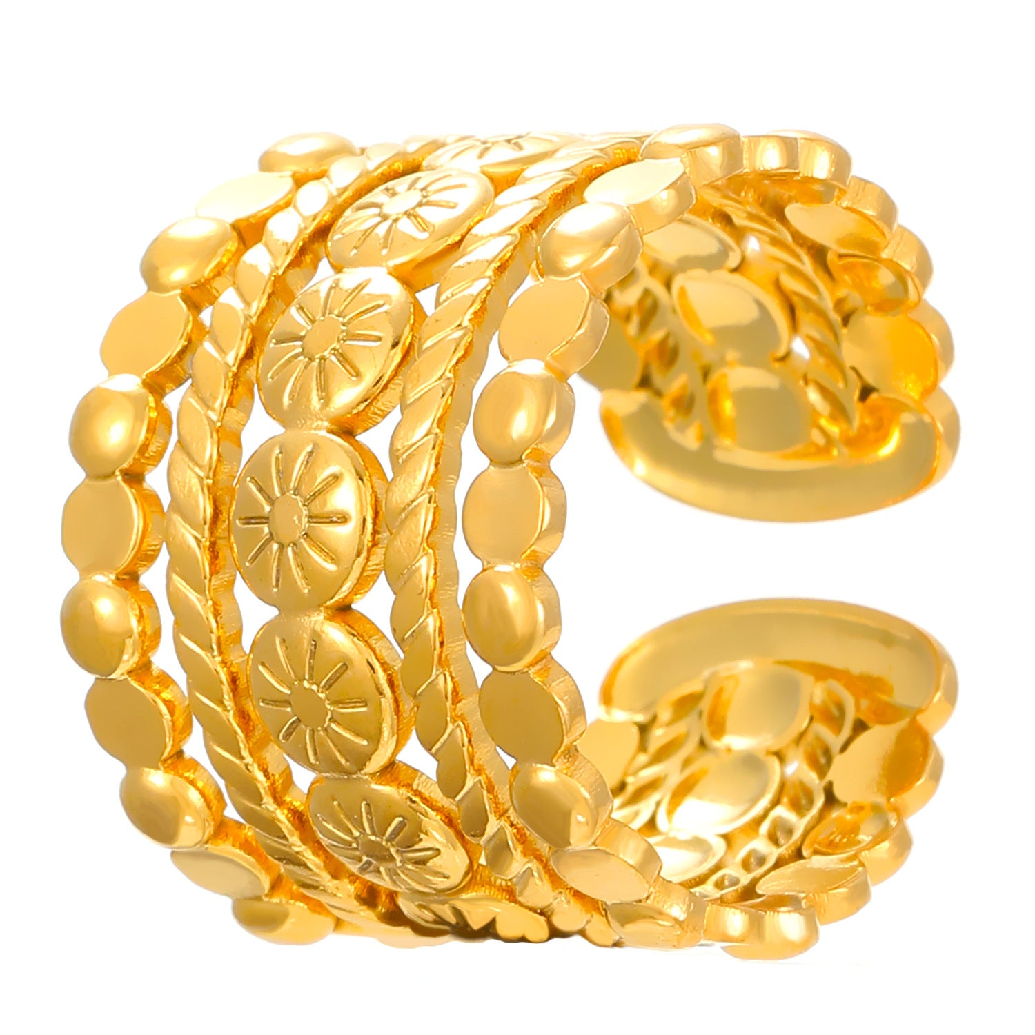 Anello in acciaio inossidabile con modello di intaglio cavo all'ingrosso