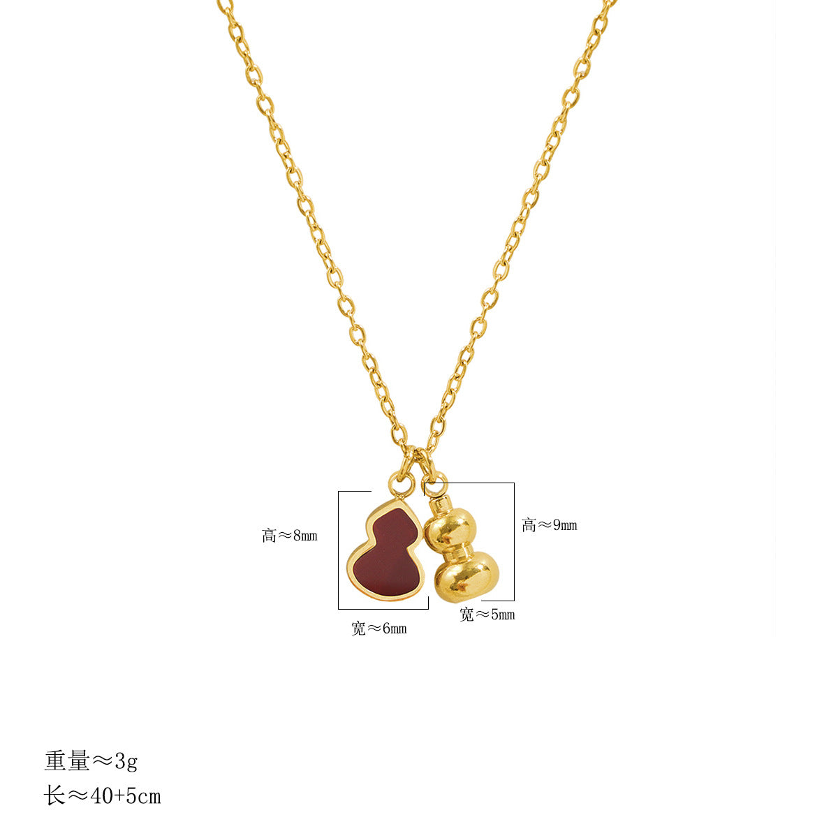 Wholesale Titanium Steel Wealth Attracting Red Shell Gourd Clavicle Necklace