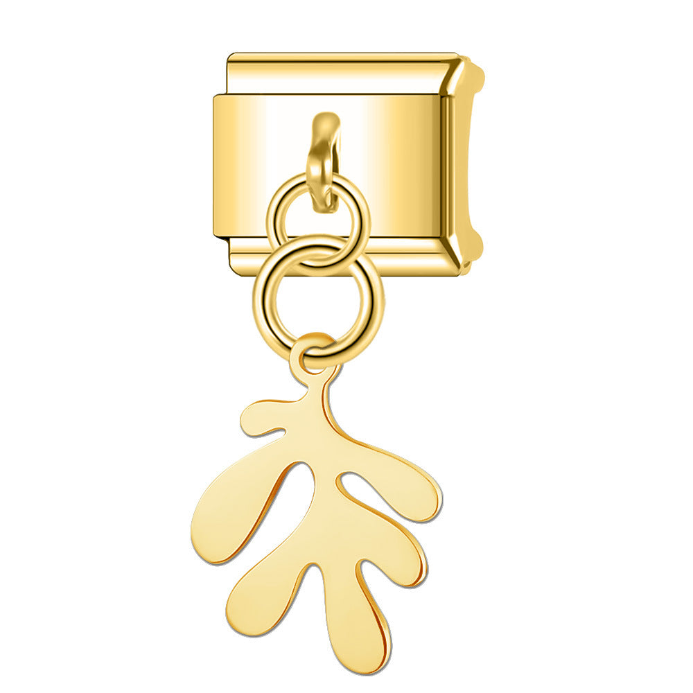 Wholesale Italian Charm Bracelet 9mm DIY Splicing Hollow Gold Pendant Stainless Steel Composable Bracelet