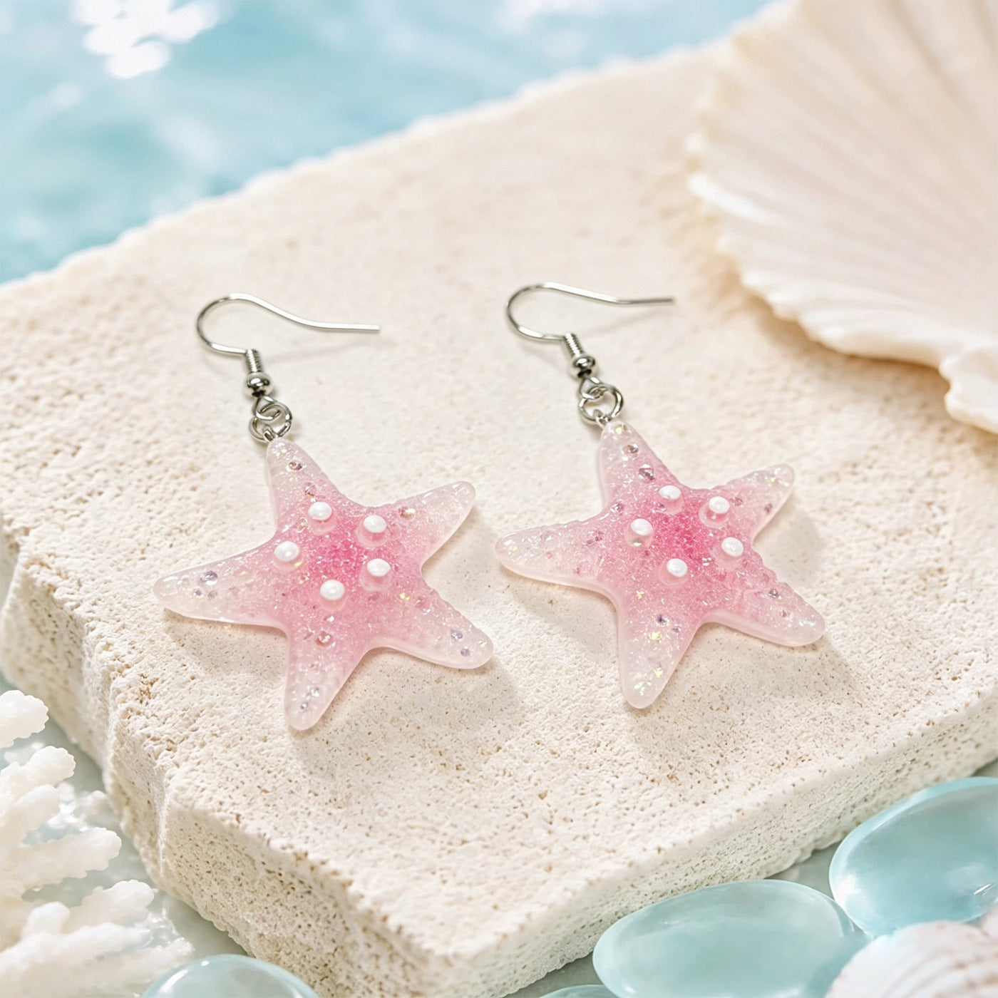 Wholesale Starfish Earrings For Women Summer Beach Gradient Jelly Macaron Fashion Jewelry Accessory