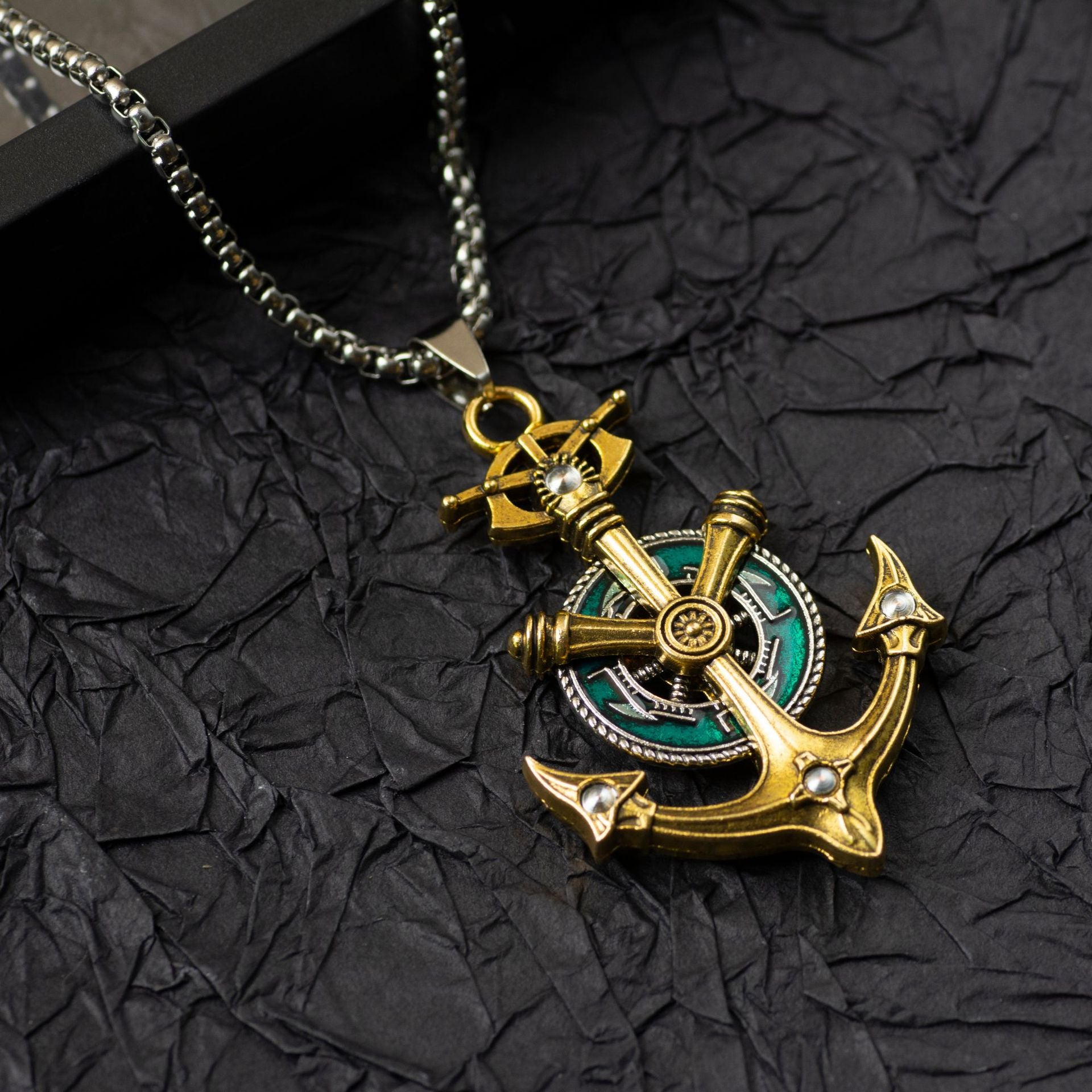Wholesale Titanium Steel Vintage Medieval Anchor Pendant Necklace For Men Retro Hip Hop Street Style Jewelry Accessory