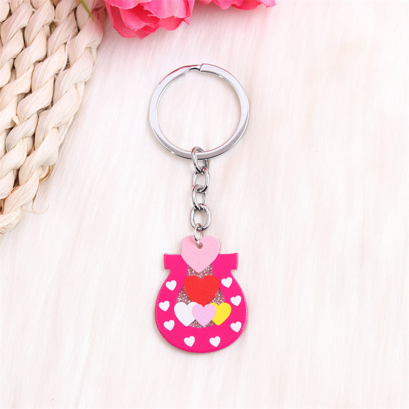 Wholesale Valentine's Day Dwarf Horseshoe Sweater Hat Acrylic Keychain