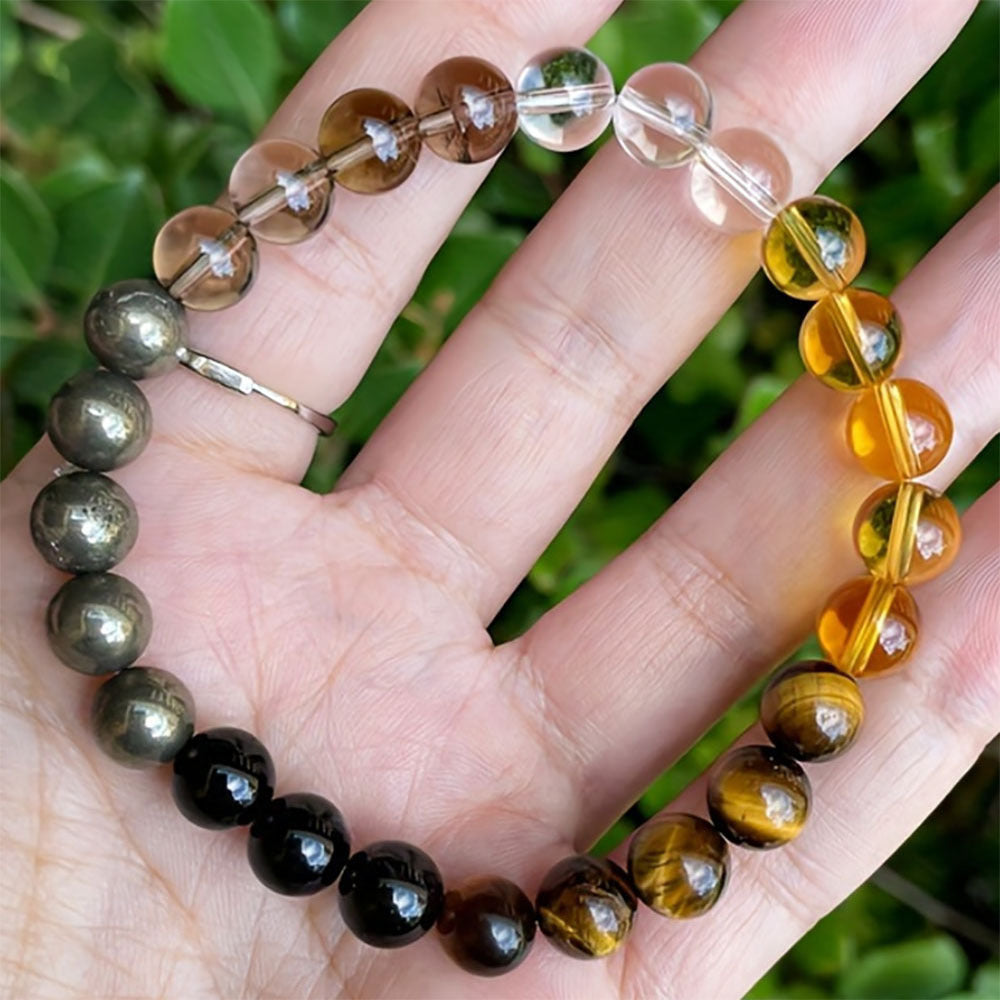 Wholesale Natural Citrine Tiger Eye Chalcopyrite White Crystal Bracelet