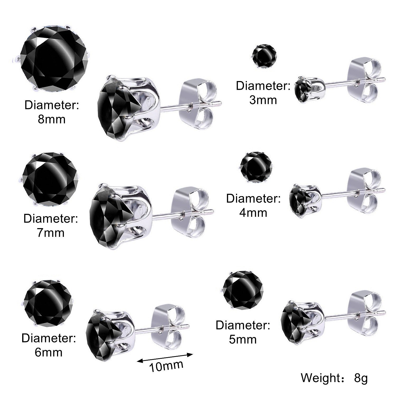 Wholesale stainless steel earrings zircon earrings suit
