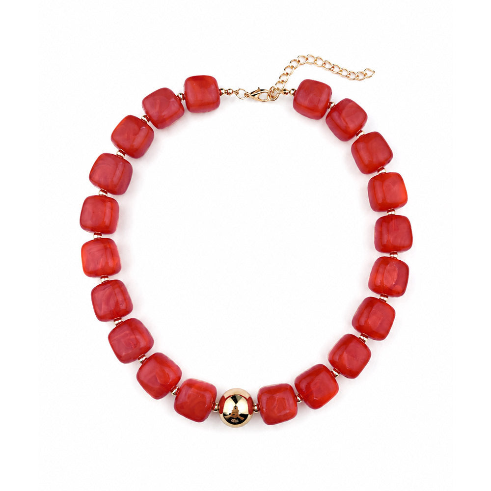Wholesale Sweet Style Colorful Sugar Cube Acrylic Beaded Necklace Handmade Jewelry