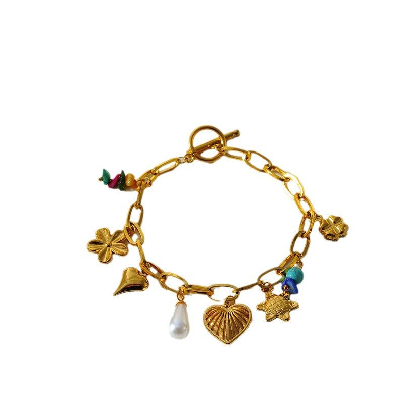 Wholesale  Flower Heart Stainless Steel Bracelet