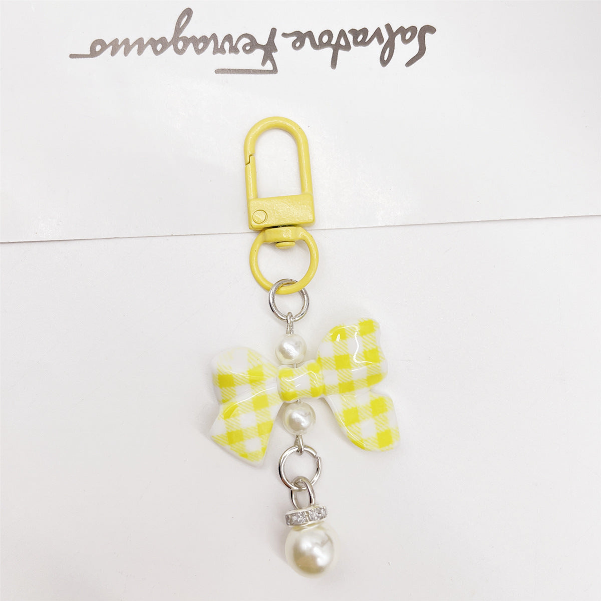 Wholesale Candy Colored Bowknot Texture Keychain Bag Charm Phone Accessory Gift