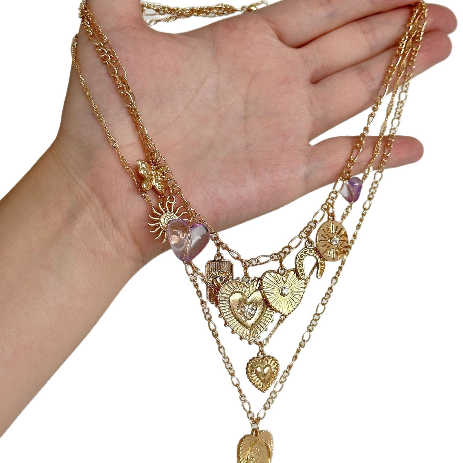 Wholesale heart multi-layered necklace