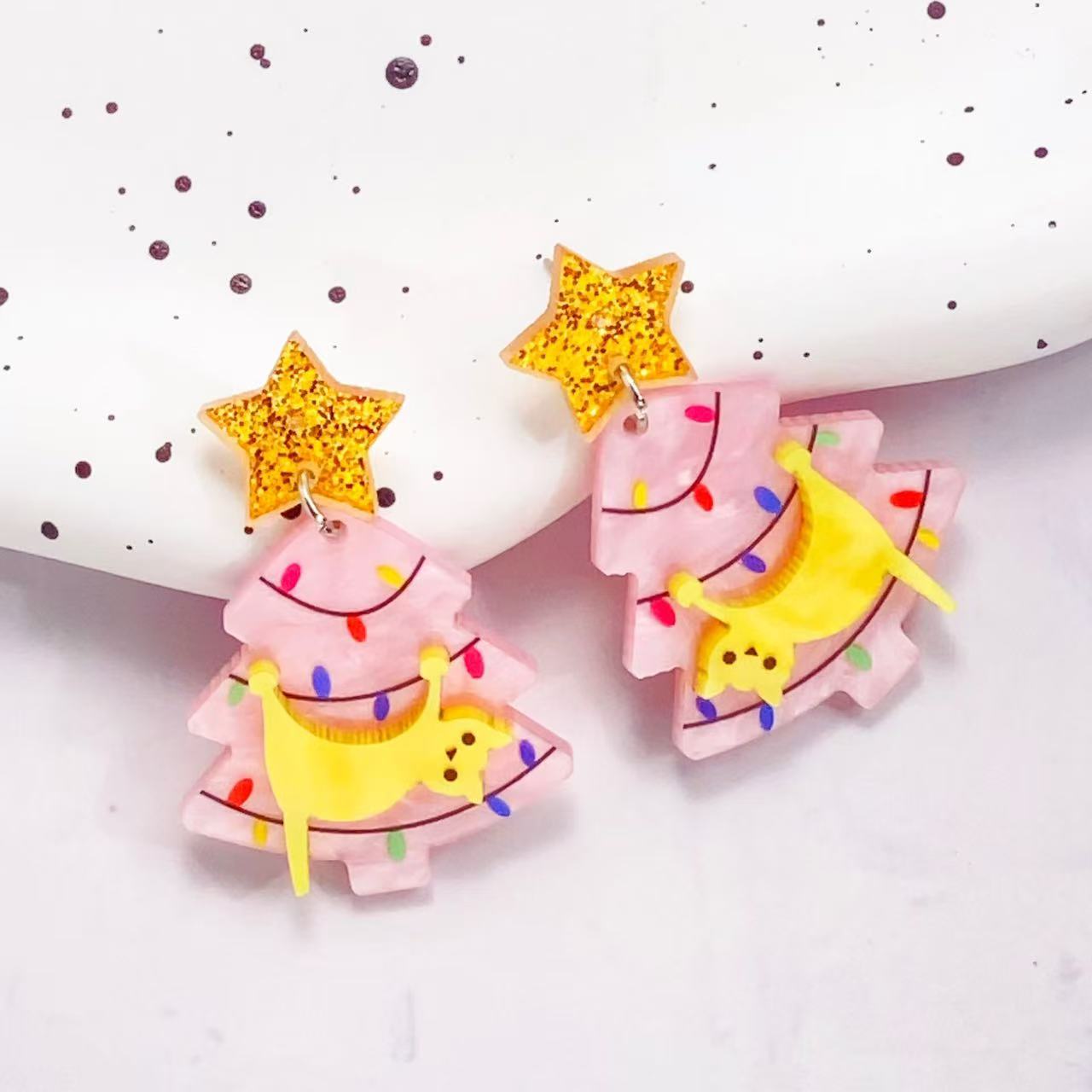 Wholesale Christmas earrings cat star earrings