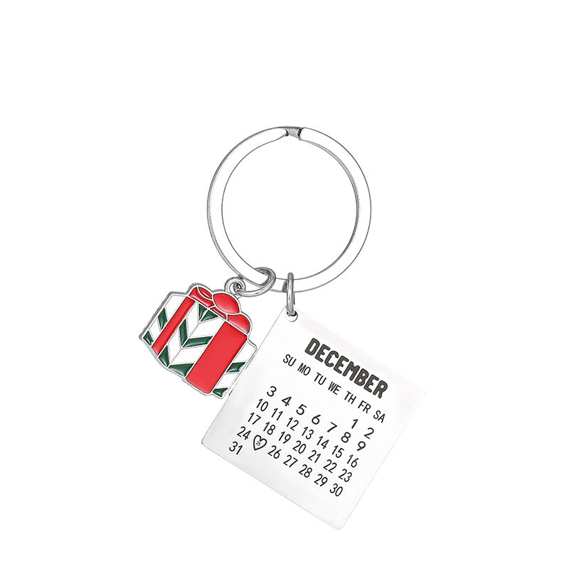Wholesale Santa Claus Christmas Gift Box December Calendar Keychains ACC-KC-JinZhu011