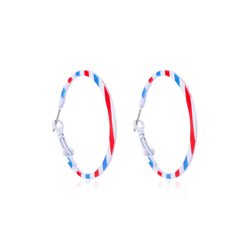 Wholesale American Independence Day Alloy Oil Drop Flag Pentagram Angel Earrings ACC-ES-BinLi003