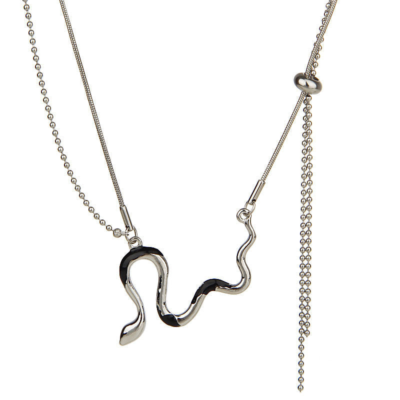 Wholesale Titanium Steel Minimalist Serpentine Double-layer Choker Necklace