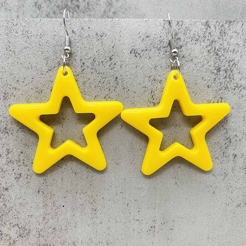 Wholesale Bright Hollow Colorful Five-pointed Star Acrylic Earrings ACC-ES-ChenY075