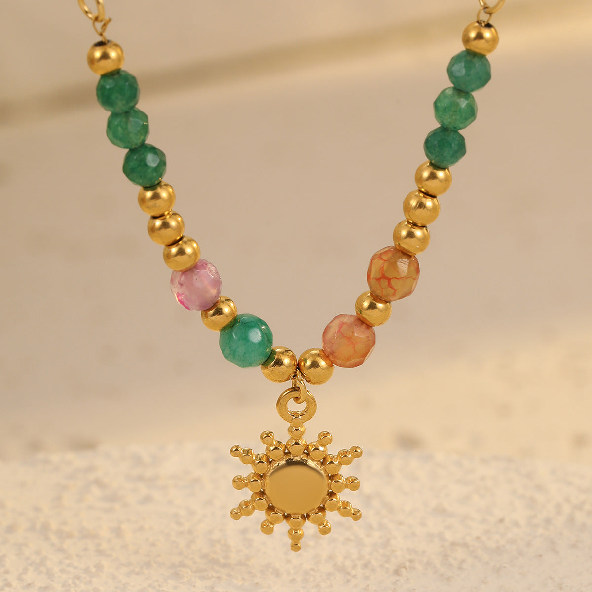 Wholesale Instagram Style Vintage Sun and Cross Necklace