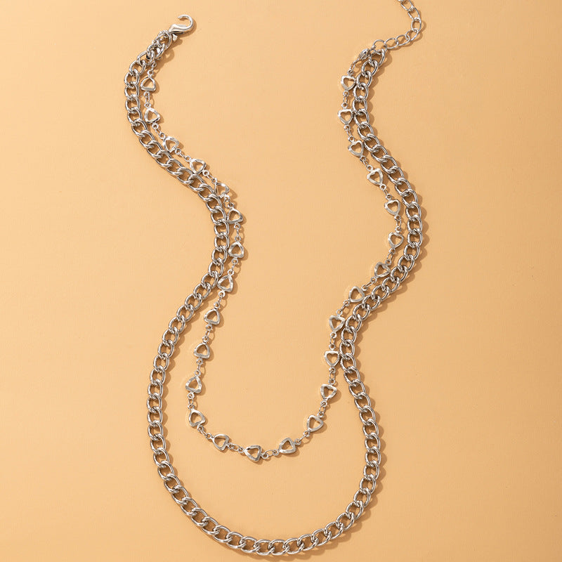 Wholesale Silver Love Punk Style Valentine's Day Double Sweater Chain ACC-NE-YongGe024