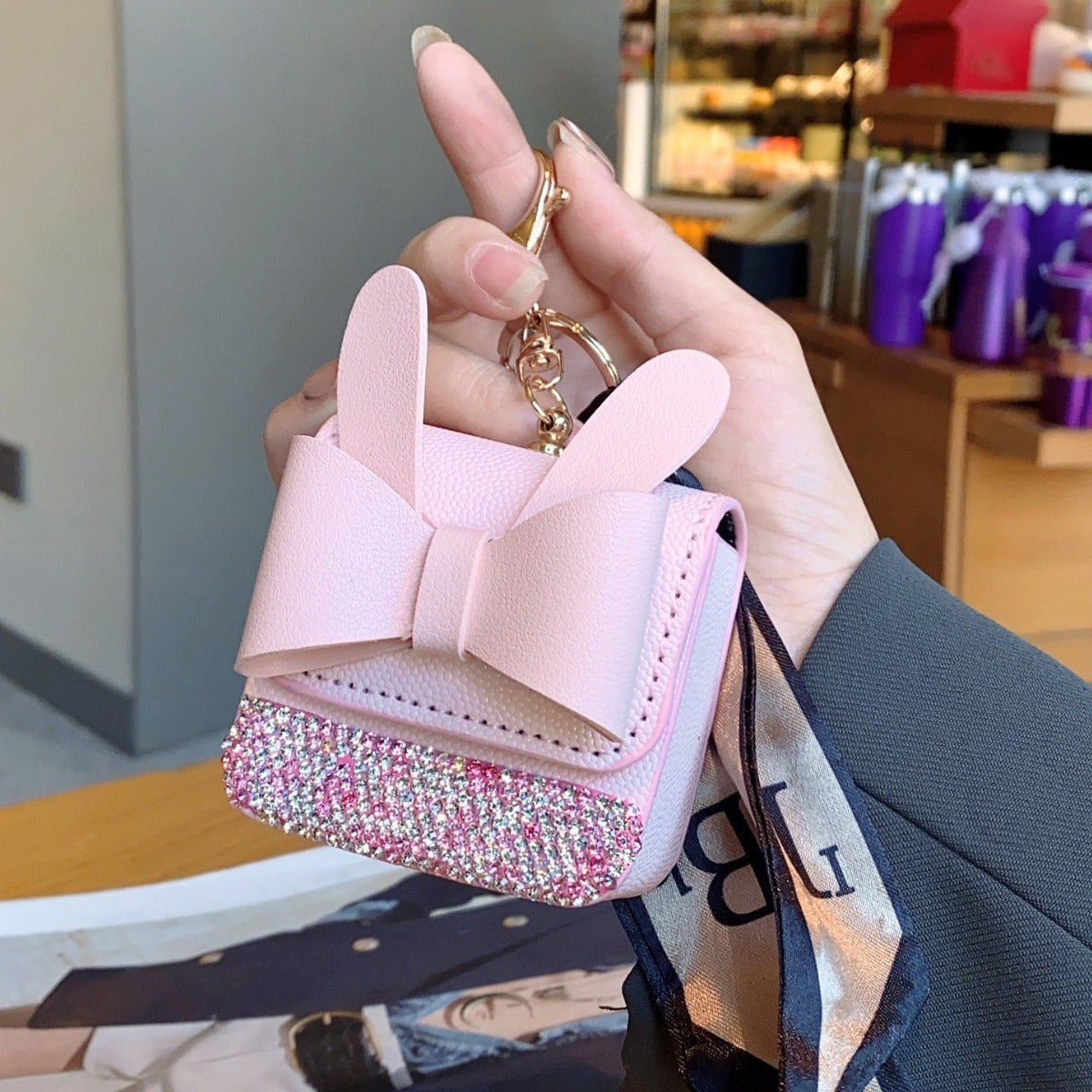 Wholesale PU Diamond Coin Purse Keychain Wallet ACC-KC-JiYou002