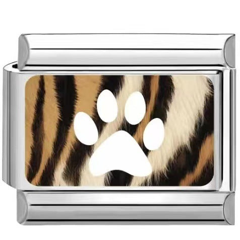 Wholesale Trendy Paw Print Leopard Pattern DIY Stainless Steel Bracelet Charms Jewelry Accessory
