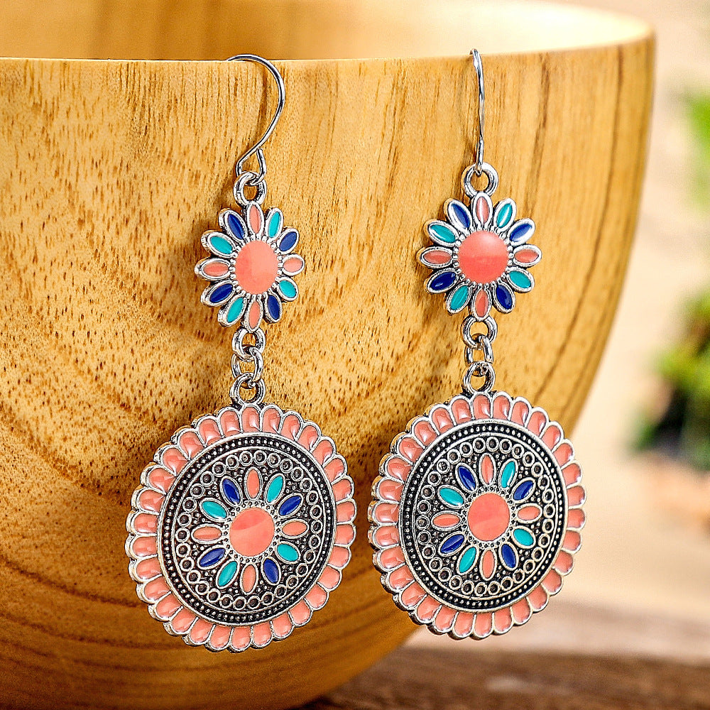 Wholesale Bohemian Ethnic Geometric Drop Earrings Zinc Alloy Fashion Accessory for Boutique Resale
