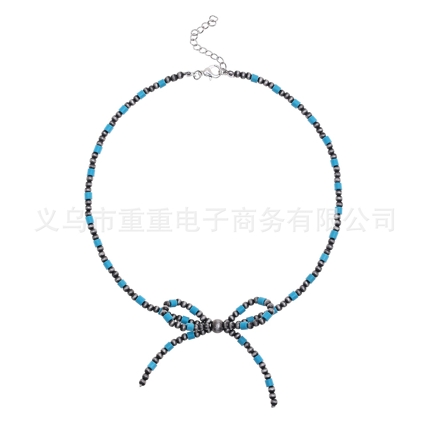 Wholesale bow necklace turquoise pearl western Denim style necklace