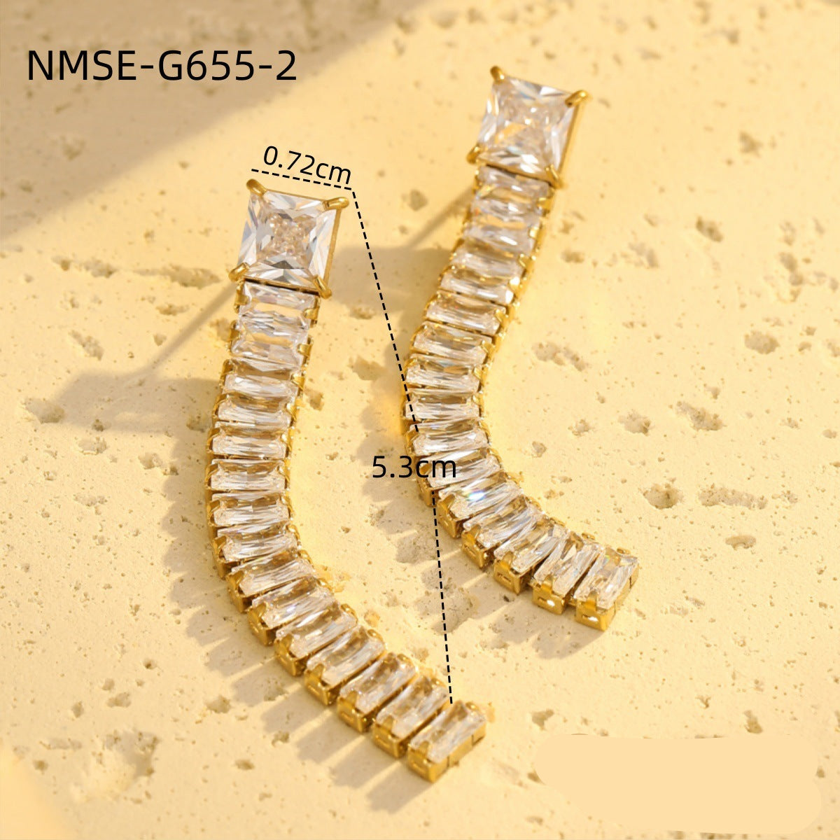 Wholesale  stainless steel  zircon tassel 18K earrings