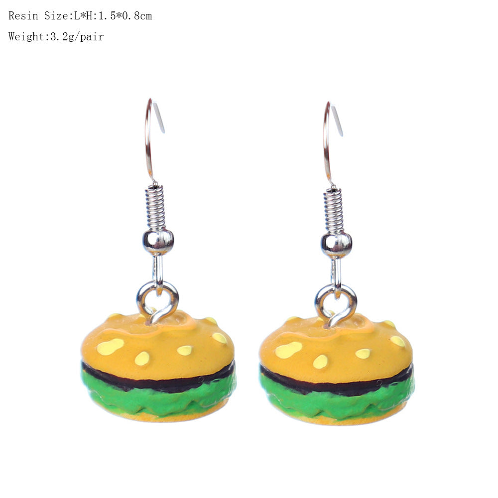 Wholesale  fun  simulation food and play beef hamburger earrings
