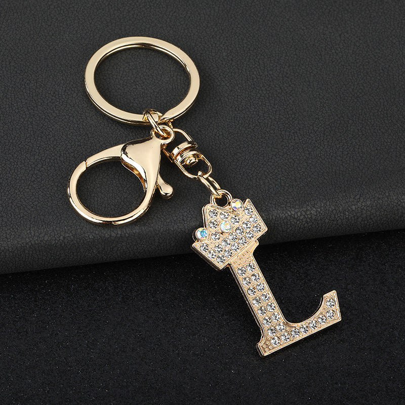 Wholesale  English letters encrusted diamond keychain