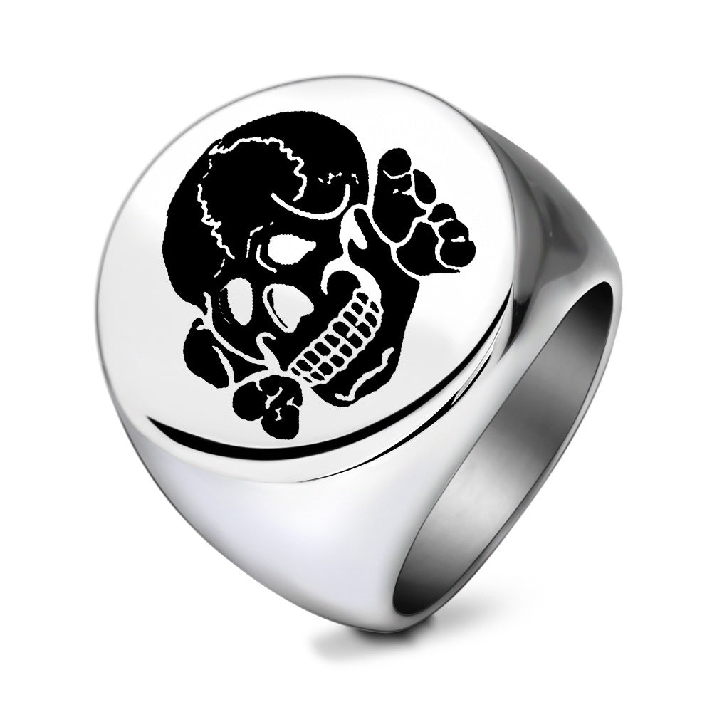 Wholesale  titanium steel  laser skull men's ring