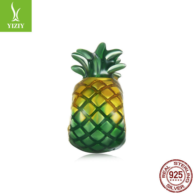 Wholesale Plant Series Cactus Diy Pendant Accessories Pink Flamingo S925 Silver Lucky Beads Charms ACC-CHS-YinZhiyun010