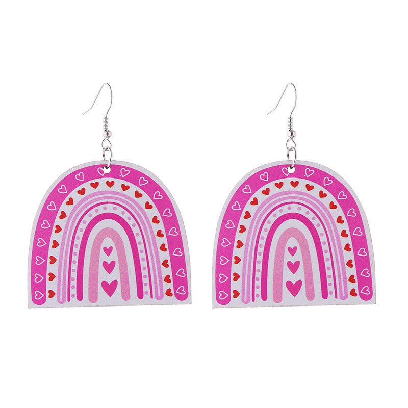 Wholesale Valentine's Day Love LOVE Printed Letters Wooden Earrings ACC-ES-ChouT002