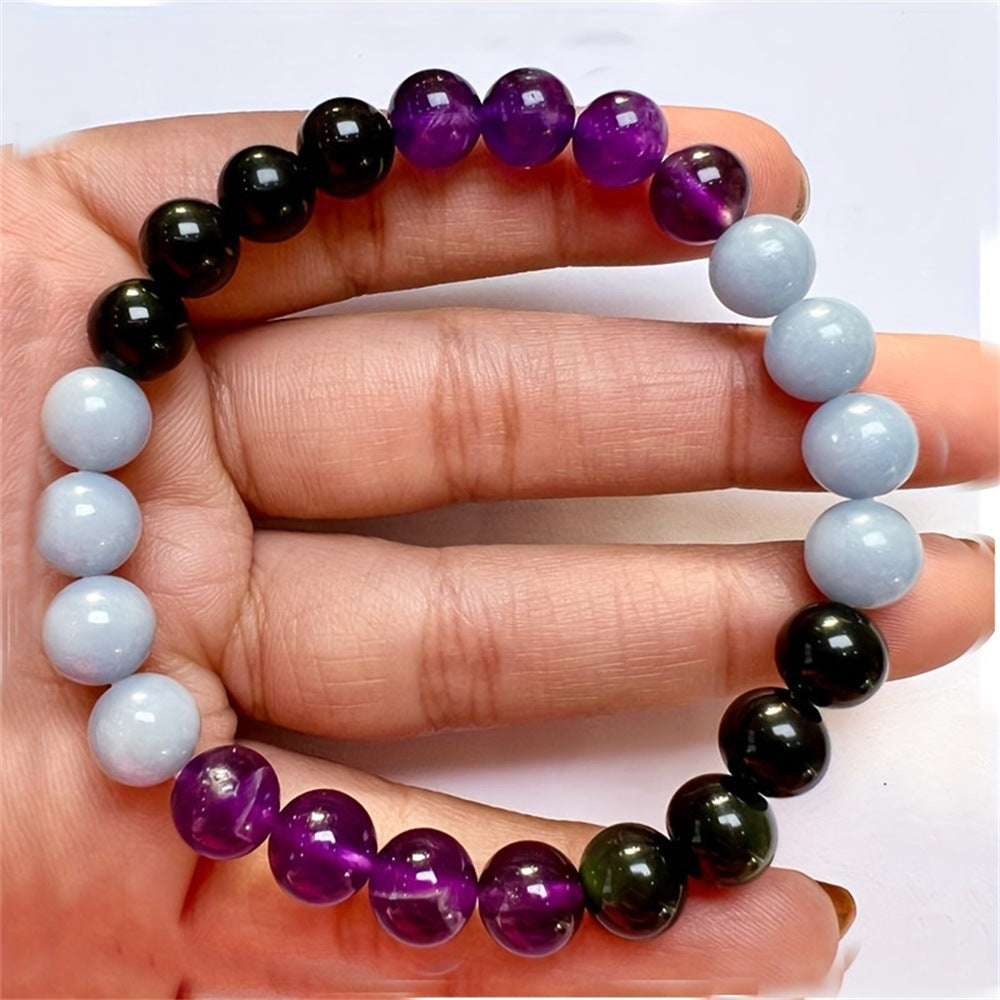 Wholesale Amethyst Aquamarine Natural Energy Stone Beaded Bracelet