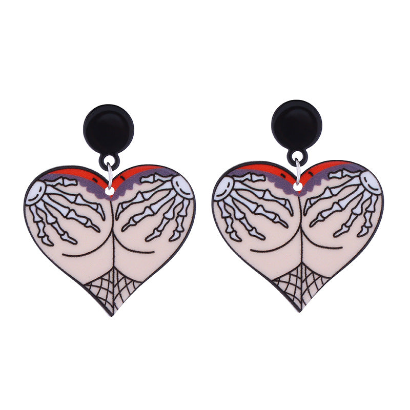 Wholesale Cartoon Love Punk Style Heart Earrings Acrylic Earrings ACC-ES-CT037