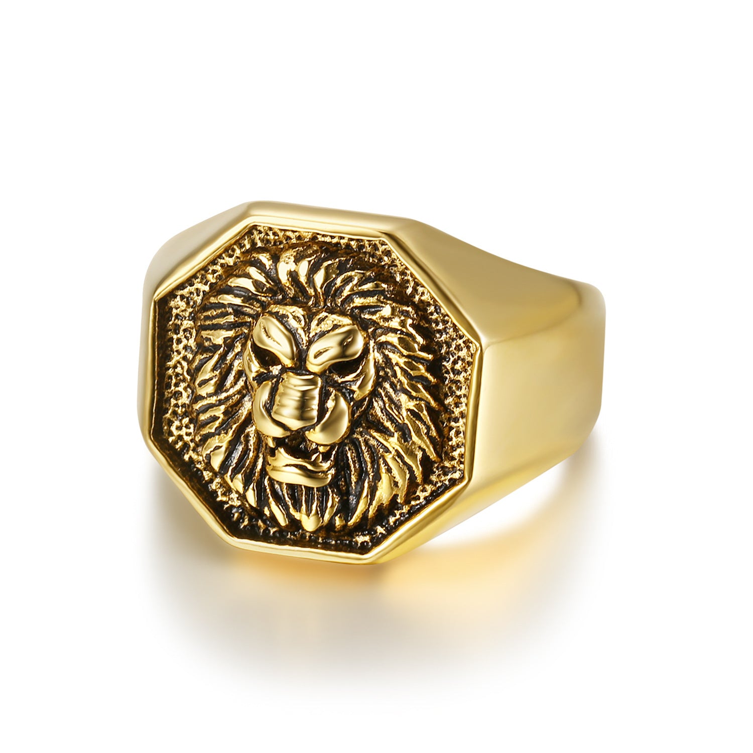 Wholesale Vintage Gold Plated Rings Sun God Lion Head Stainless Steel Rings ACC-RS-Moer005