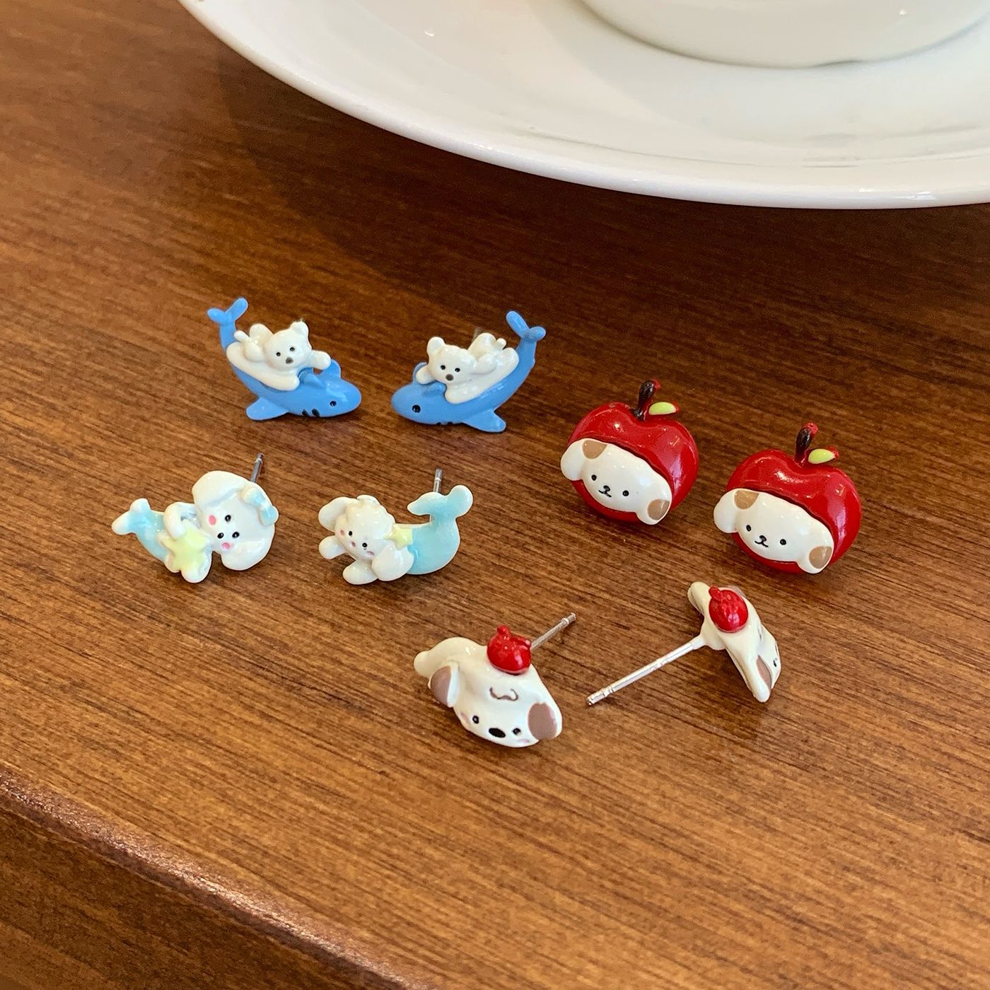 Wholesale Autumn Dopamine West Highland Puppy Earrings Silver Needle Cute Fun Cartoon Earrings