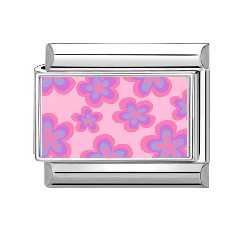 Wholesale Hearts and Love Italian Charms pink series  DIY  Single Section Creative Stainless Steel Composable Bracelet