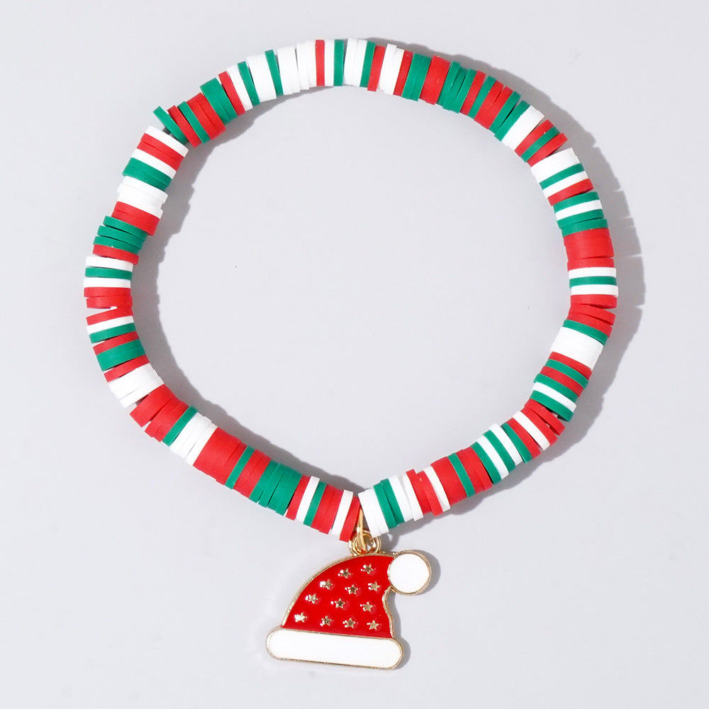 Wholesale Christmas Alphabet Apple Copper Beads Ceramic Beaded Bracelet Set ACC-BT- GWL001