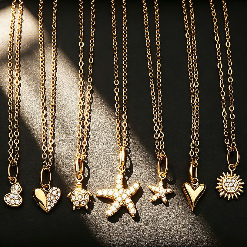Wholesale Stylish 18K Gold Plated Sea Turtle Pendant Necklace Stainless Steel Chain Fashion Jewelry Gift For Resale