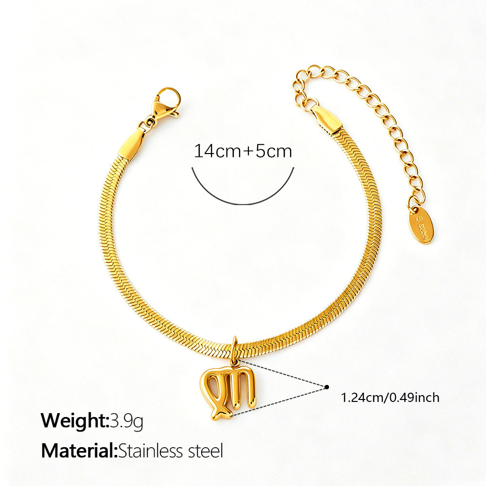 Wholesale Vintage Zodiac Stainless Steel Bracelet 18K Gold Plated Travel Souvenir Jewelry Accessory