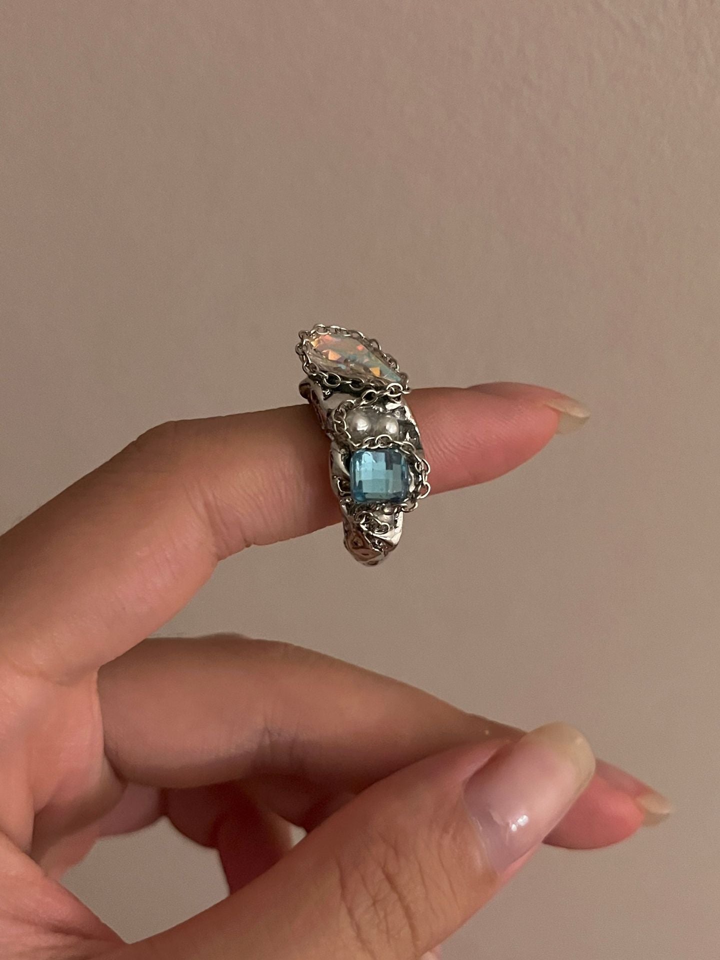 Wholesale punk style metallic beaded rings