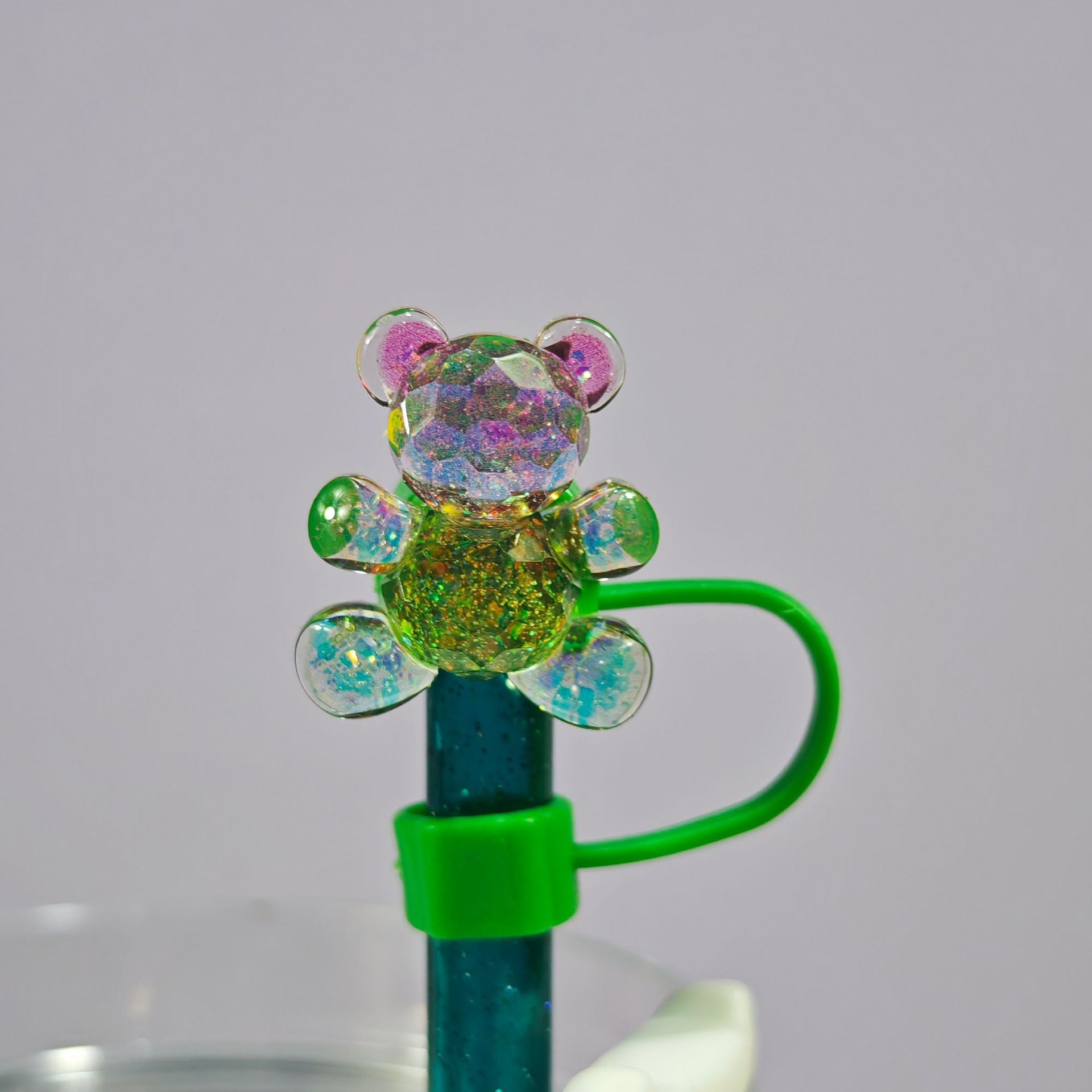 Wholesale  10mm resin bear PVC Soft Straw Tube Cap