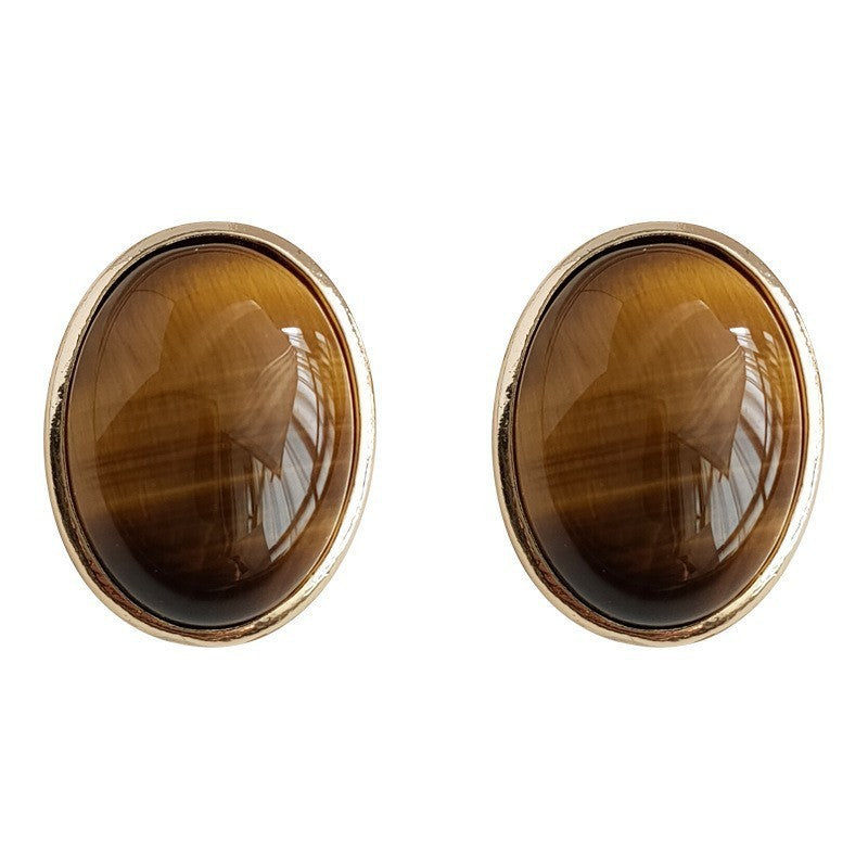 Wholesale Retro Maillard Tiger Eye stone earrings