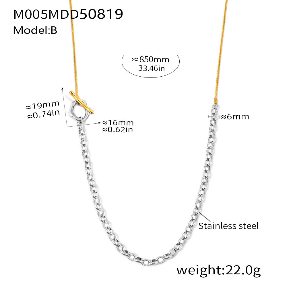 Wholesale Titanium Steel Plated 18K Gold OT Buckle Adjustable Chain Necklace Trendy Fashion Jewelry for Women