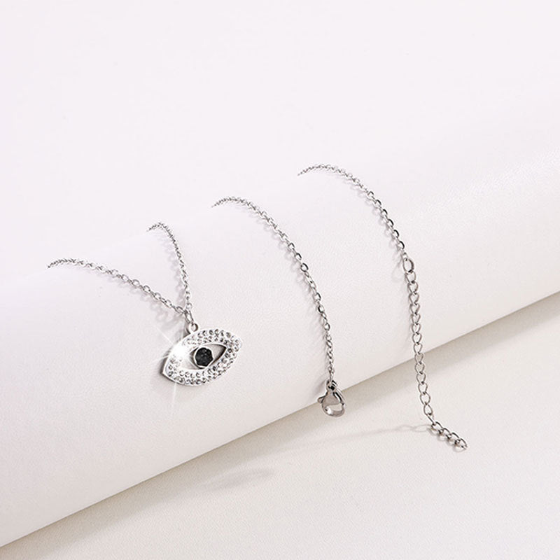Wholesale Devil's Eye Necklace Pendant Clavicle Chain Titanium Steel Personality Diamond-encrusted  Light Luxury Necklaces